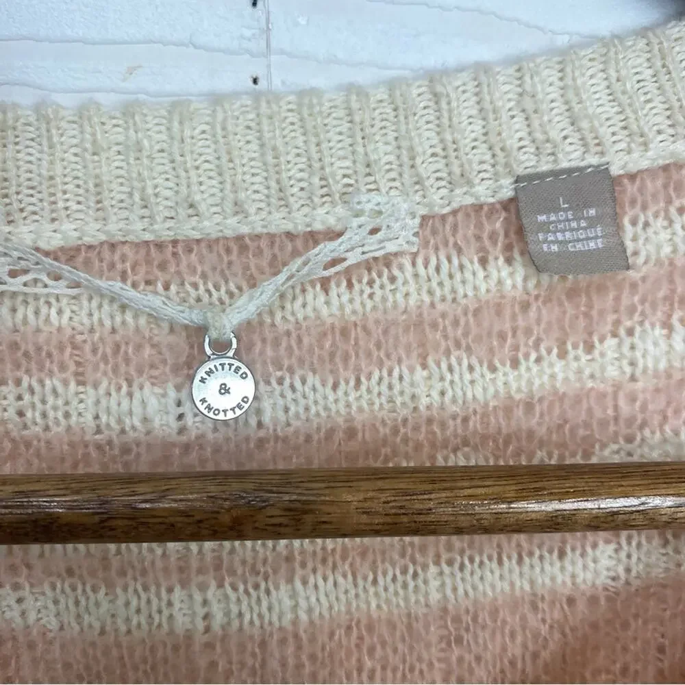 Anthropologie‎ Knitted & Knotted Pink Plaid Cardigan Wool Alpaca Large Grandmaw